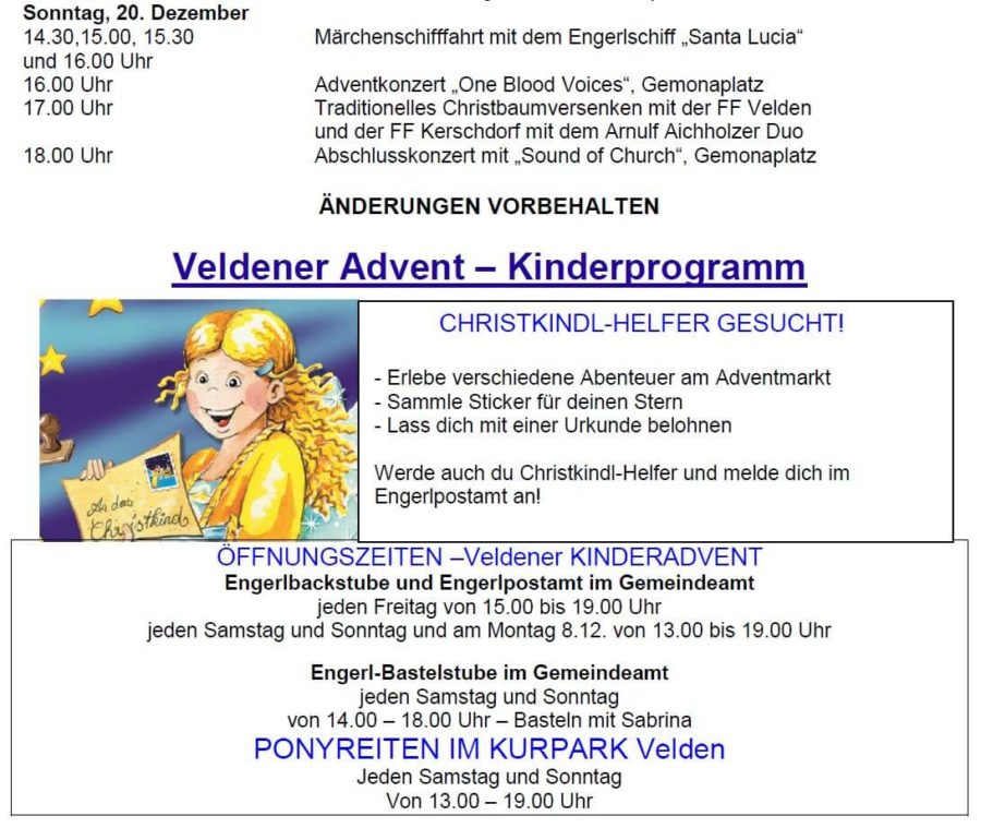 06 Veldener Advent Wörthersee - Veldener Advent Programm 2015