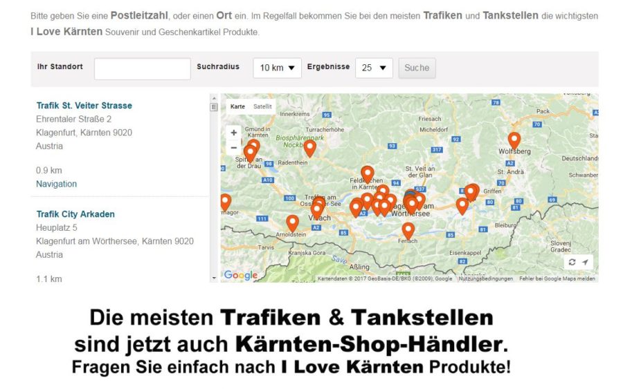 Kärnten Shop Partner Kartenübersicht - Top 80 Kärnten Shop Partner Übersicht
