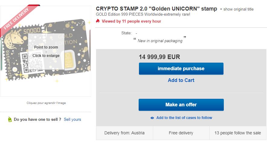 CRYPTO STAMP 2 0 Golden UNICORN stamp - GEWINNSPIEL: Crypto Stamp 2.0 Goldenes Einhorn golden Unicorn