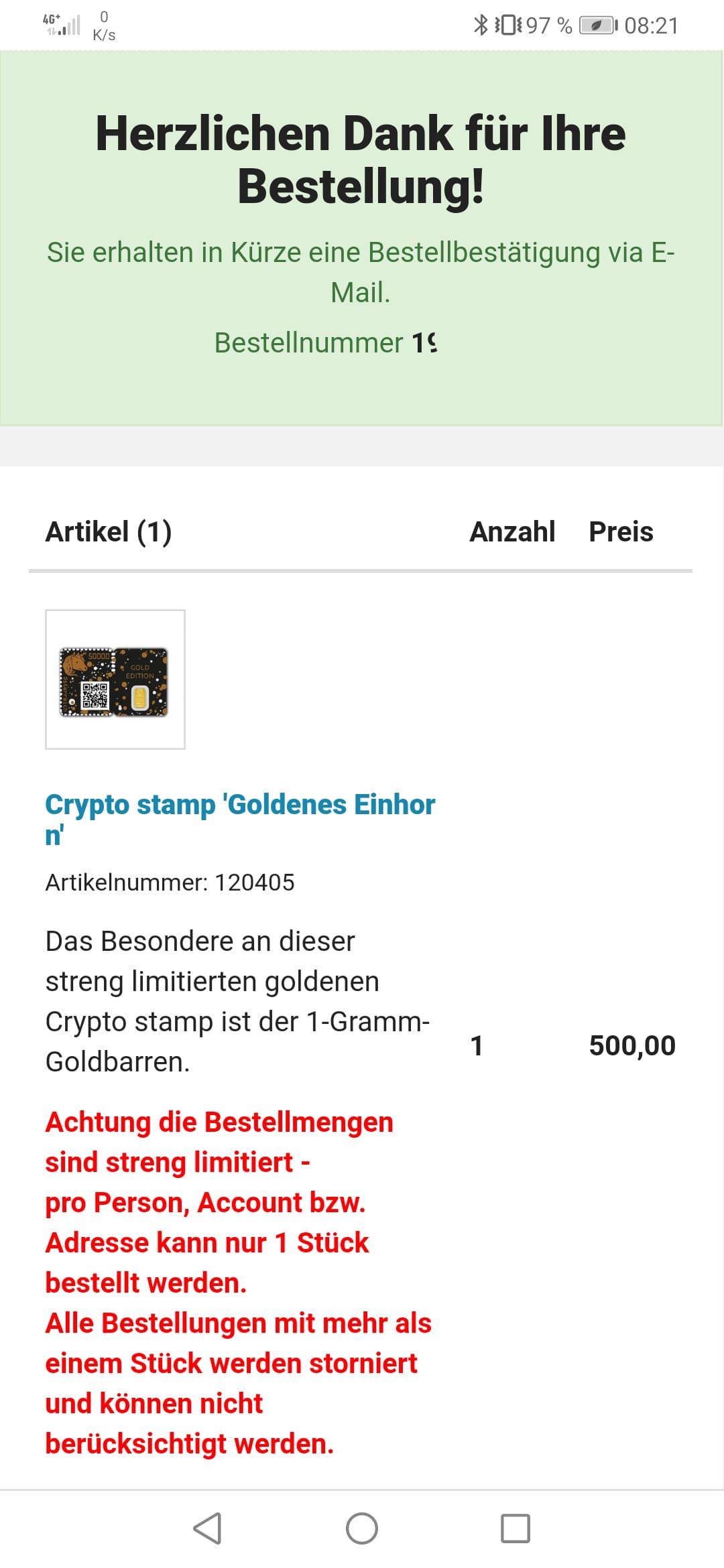 Crypto Stamp Goldene Einhorn Gold Einhorn - GEWINNSPIEL: Crypto Stamp 2.0 Goldenes Einhorn golden Unicorn